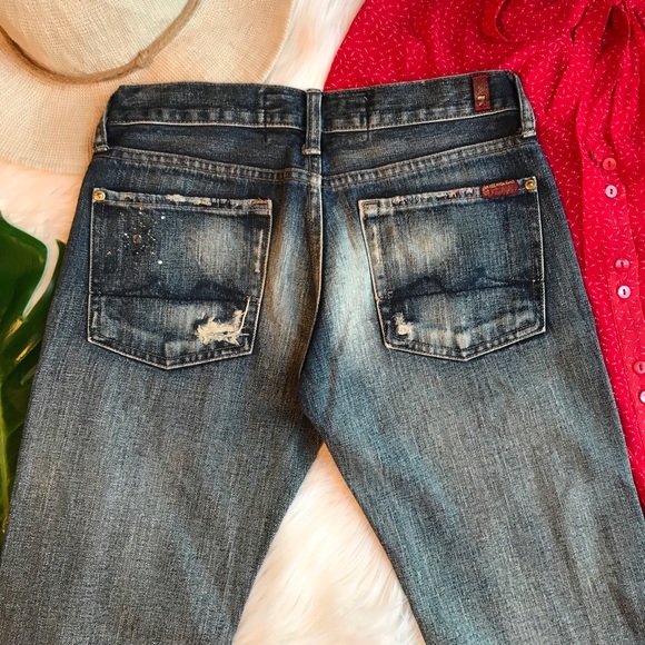 7 For All Mankind Crystal Studded Boot Cut Jeans - Picture 6 of 8